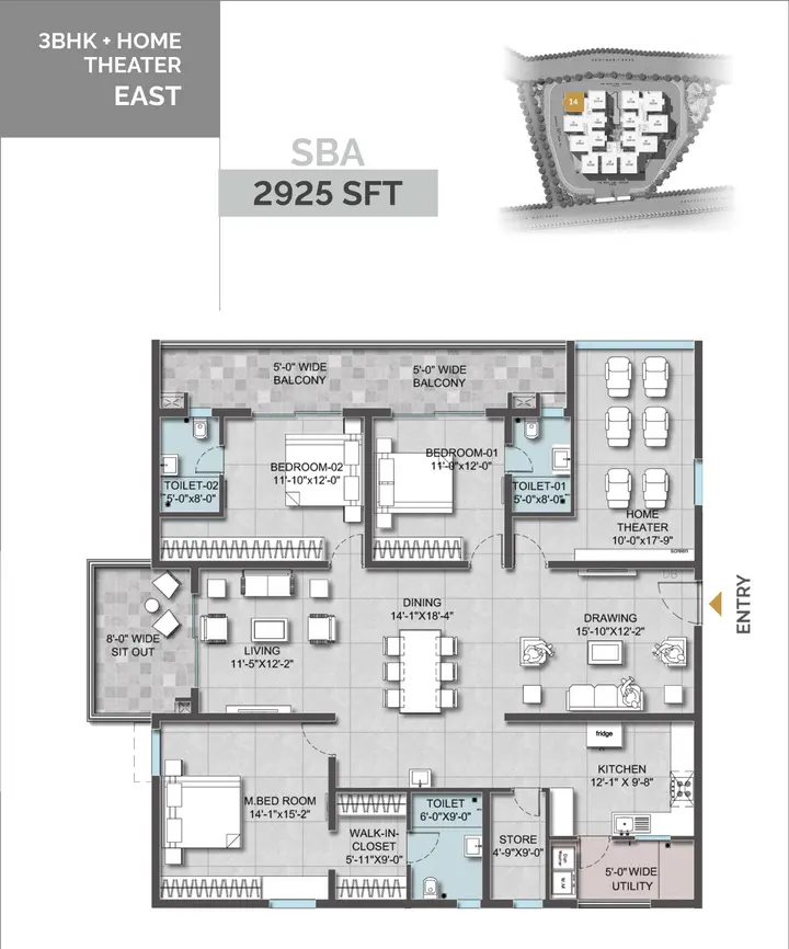 Altura Kollur Floor Plan 3BHK (2925 sqft) floor plan