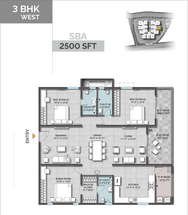 Altura Kollur Floor Plan 3BHK (2500 sqft) floor plan