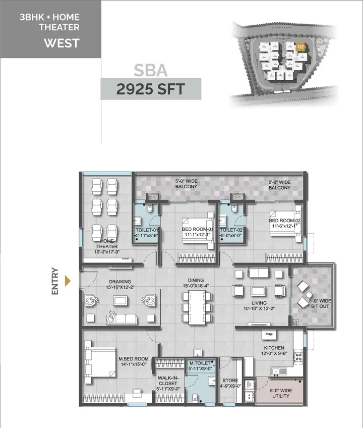 Altura Kollur Floor Plan 3BHK (2925 sqft) floor plan